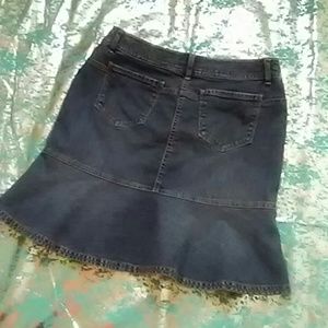 Ann Taylor Petites Stretch Ruffle Denim Skirt
